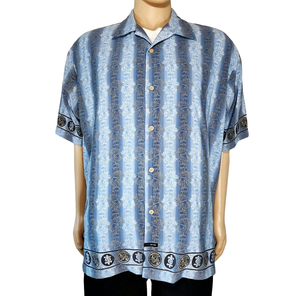 BC Ethic Mens Blue Short Sleeve Button Front Shirt Size XL